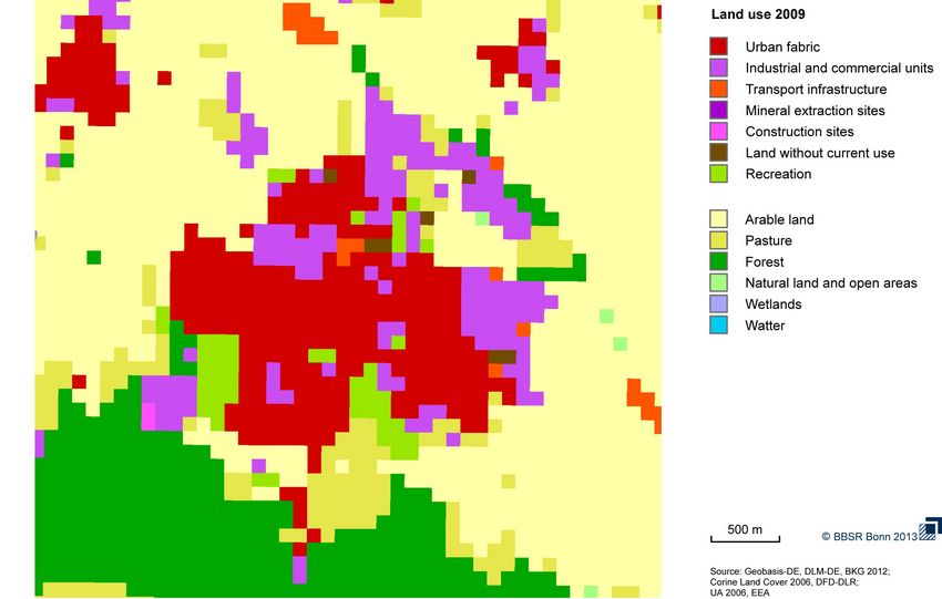 Figure on the level of detail of the land use data used
